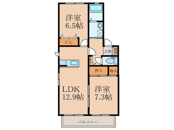 ビブレ田原 Ａの物件間取画像